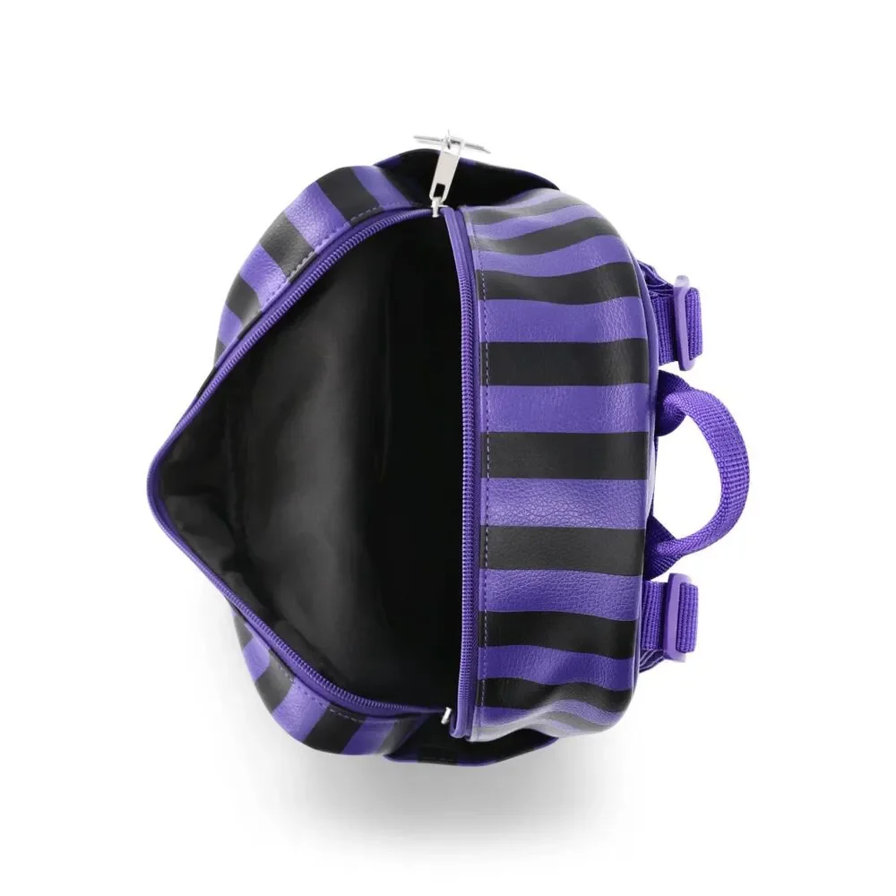 Wednesday Addams Nevermore Academy Women's Striped Mini Backpack, Purple/Black - Picture 4 of 5
